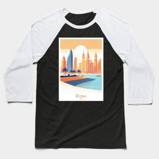 Dubai Sunset Skyline Baseball T-Shirt